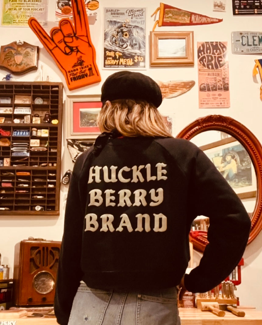 BLACK PULLOVER FLEECE HUCKLEBERRY PUFF PRINT