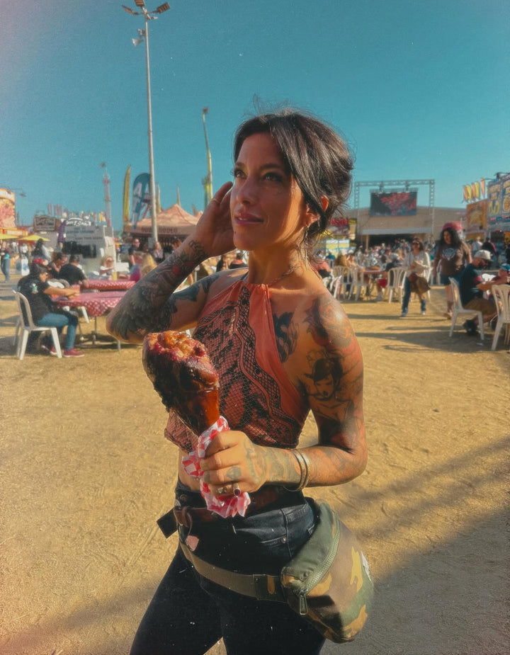 SNAKE BANDANA HALTER TOP