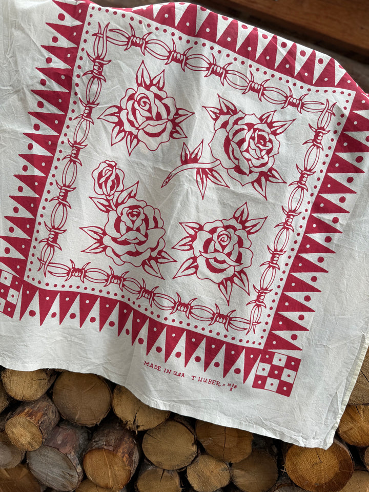 BARBED WIRE ROSES BANDANA