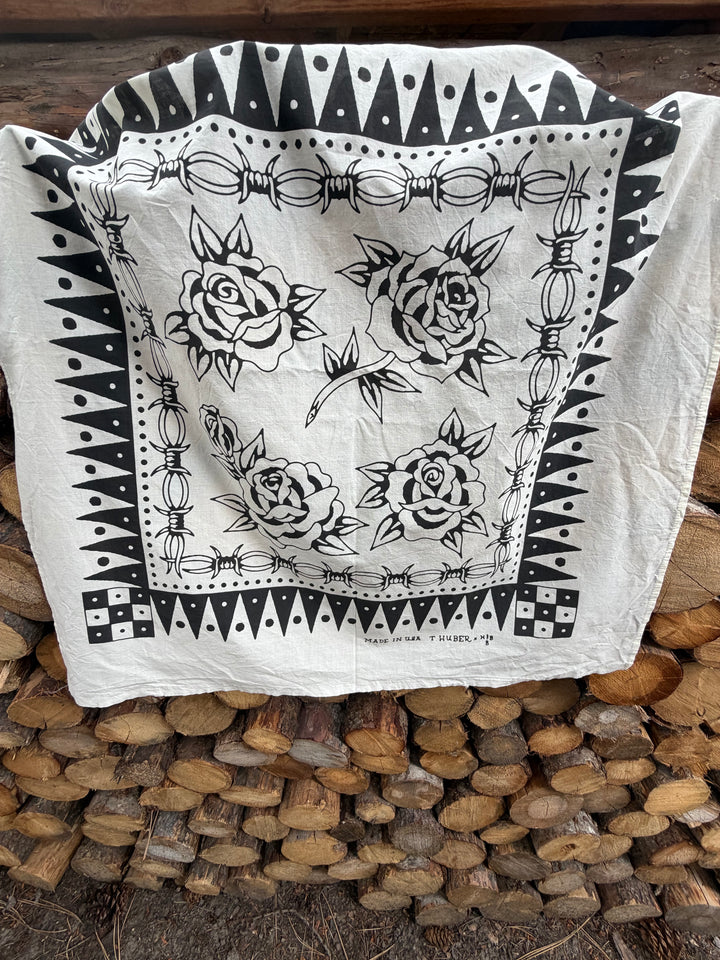BARBED WIRE ROSES BANDANA